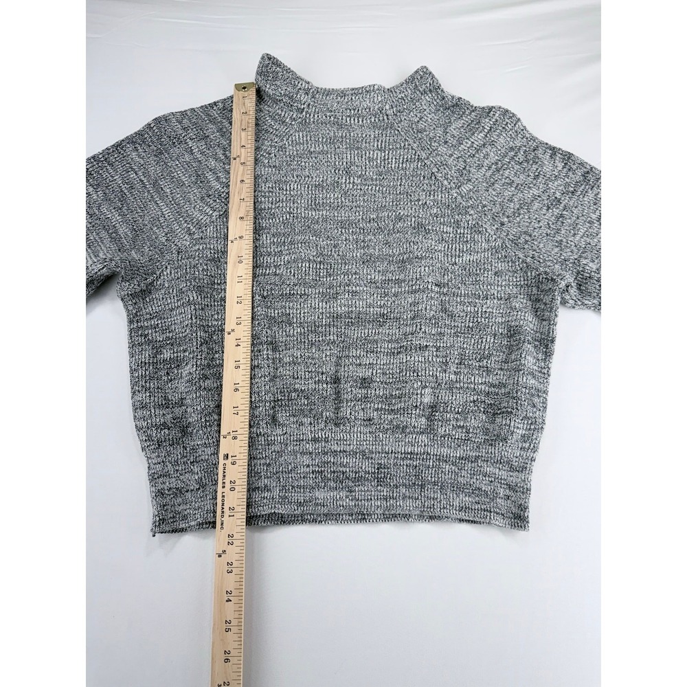 Free People Grey Marled Mock Neck Cropped Knit Sweater Womens Medium OB534960 - Picture 4 of 4